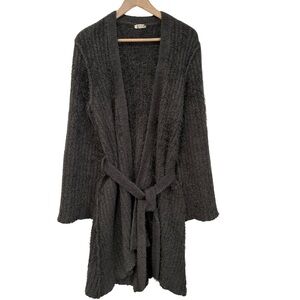 Intimately Free People Ribbed Fuzzy Duster/Robe SZ Medium Grey Bohemian EUC